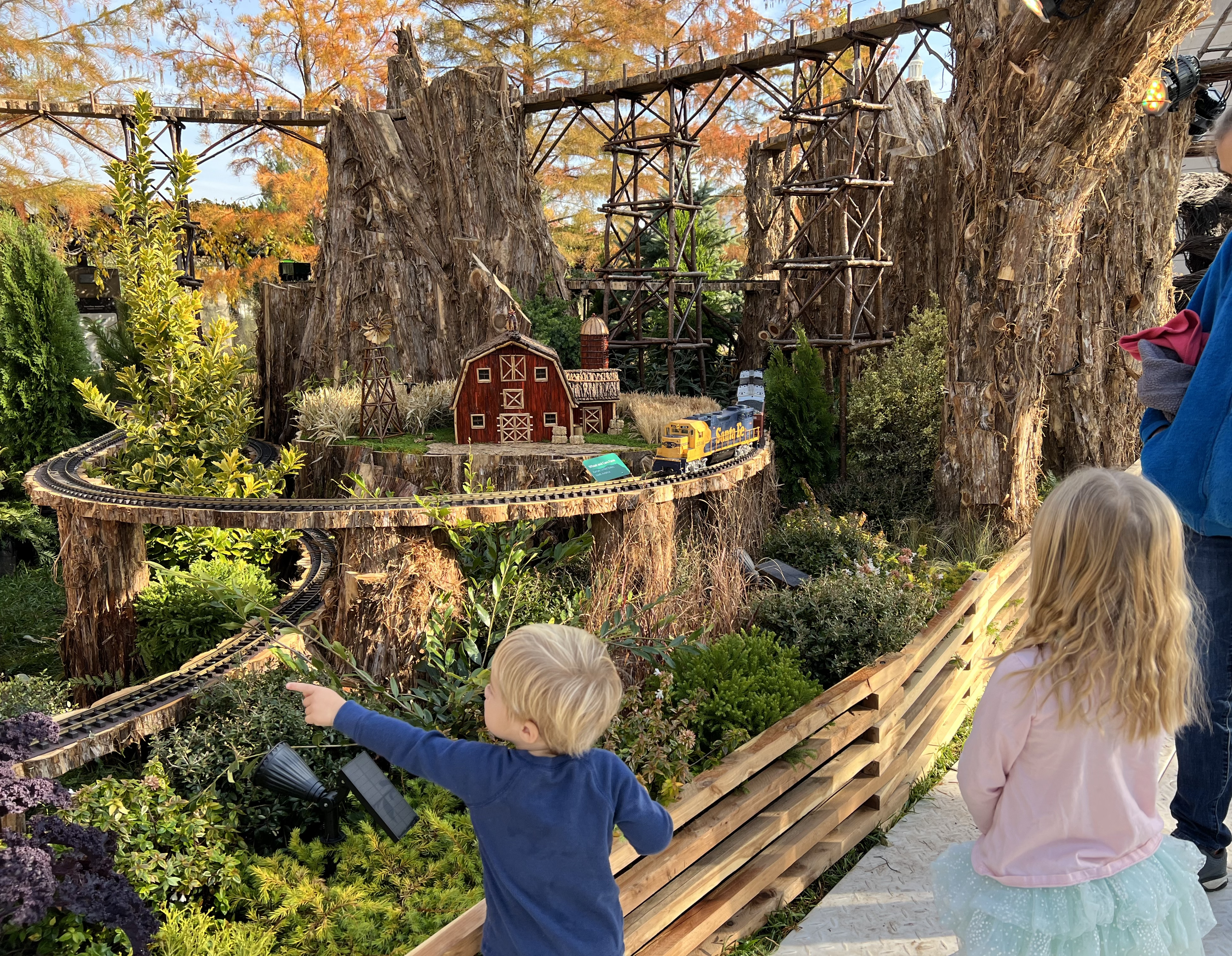 children viewing model train display