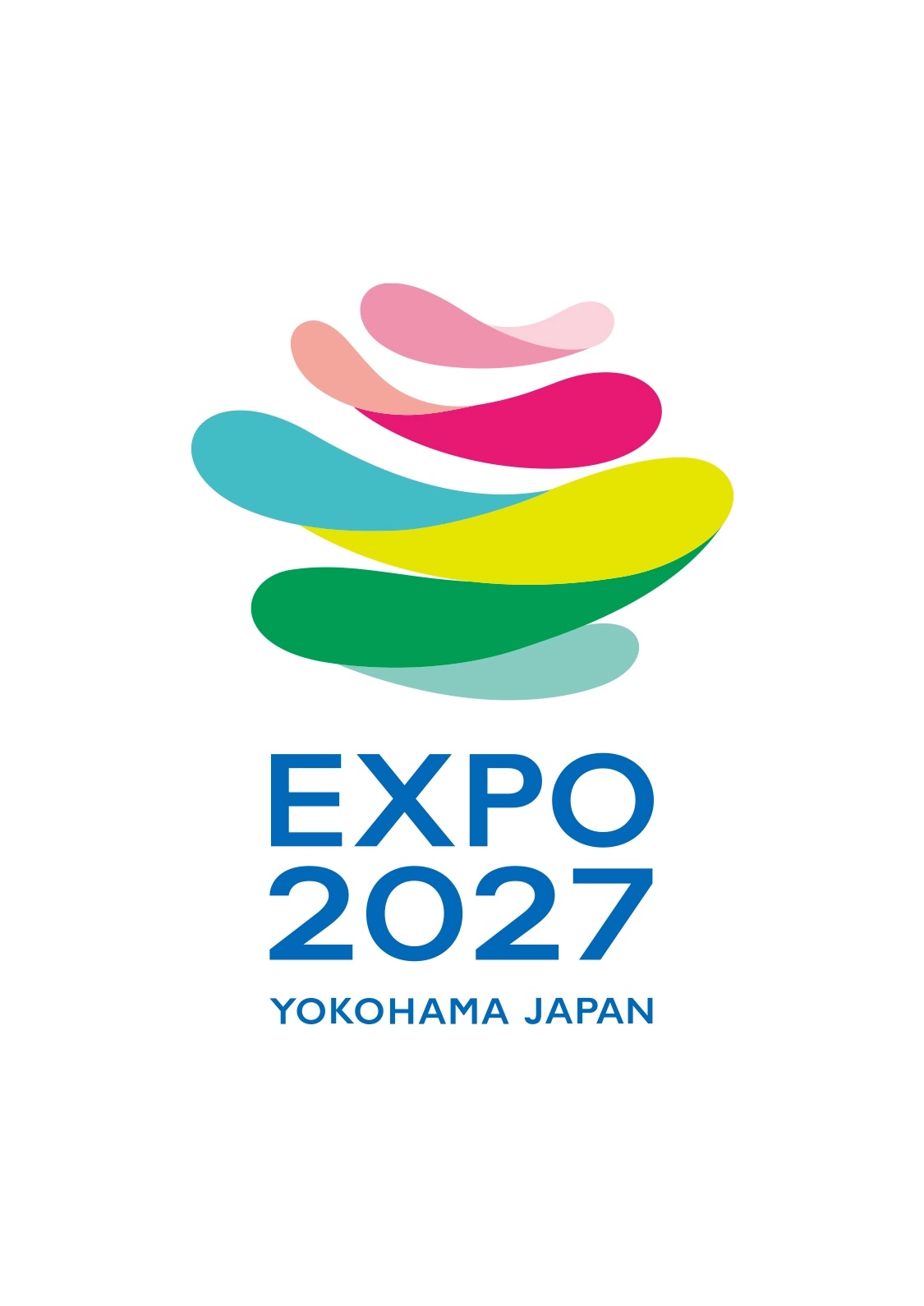 logo with colorful swirls above and text that says Expo 2027 Yokohama Japan