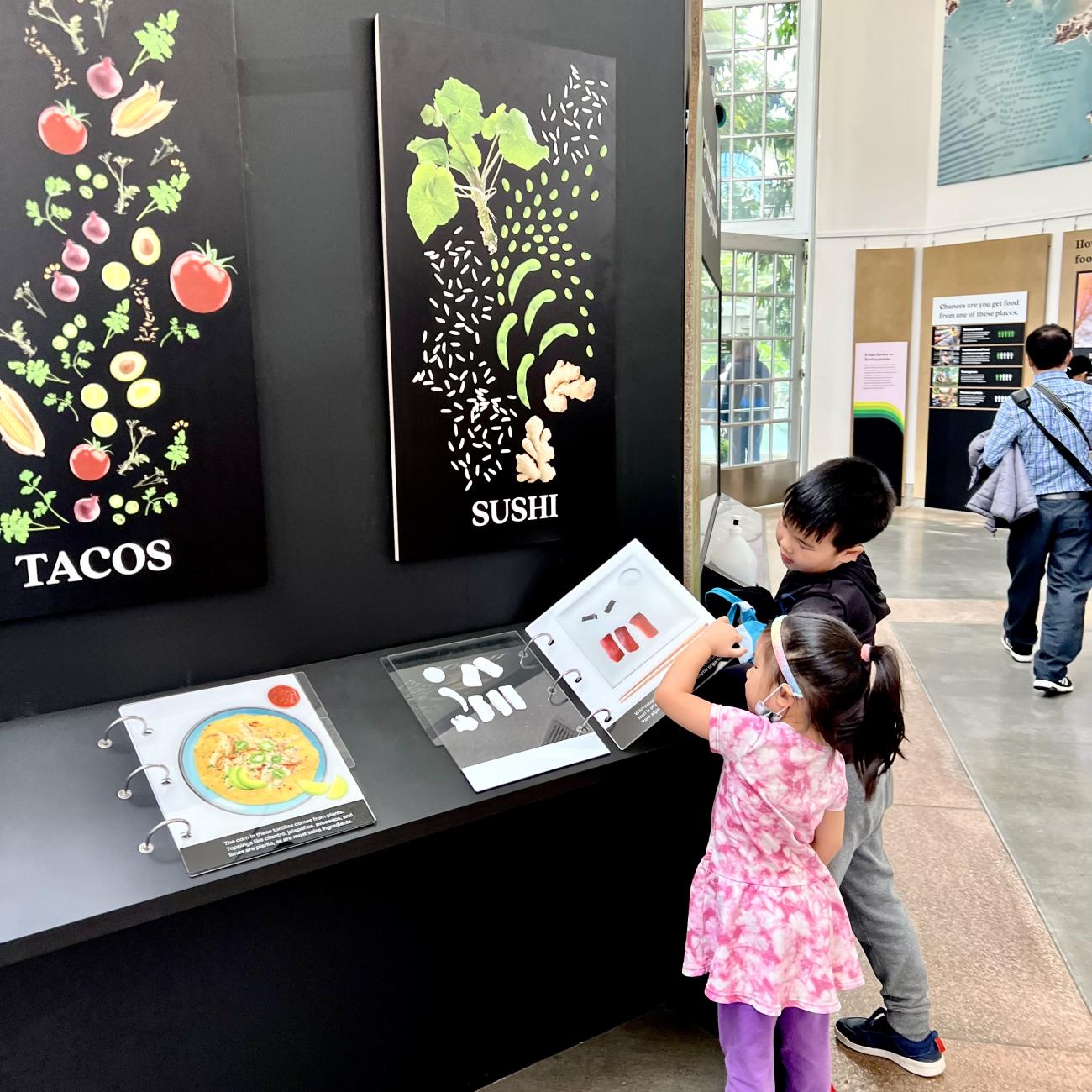Two kids investigate recipe ingredients from plants